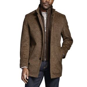 Johnston & Murphy Men's Upton Car Coat Wool Jacket Conrad Brown Large